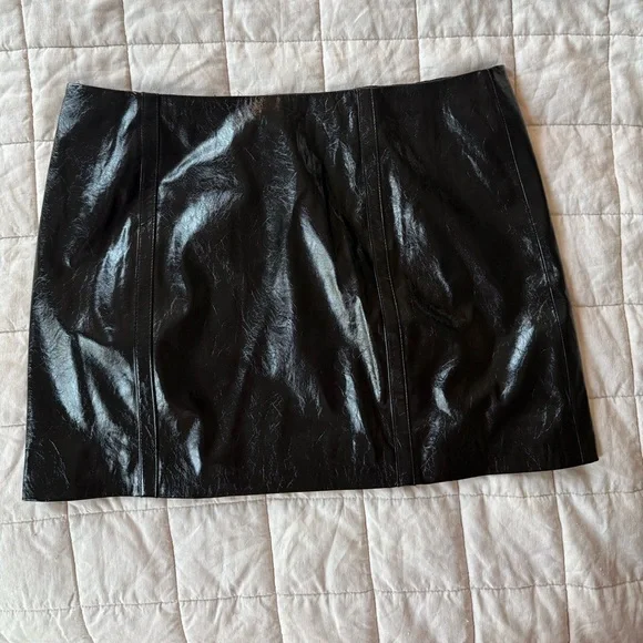 J. Crew Black Patent Faux Leather Mini Skirt - Picture 2 of 4